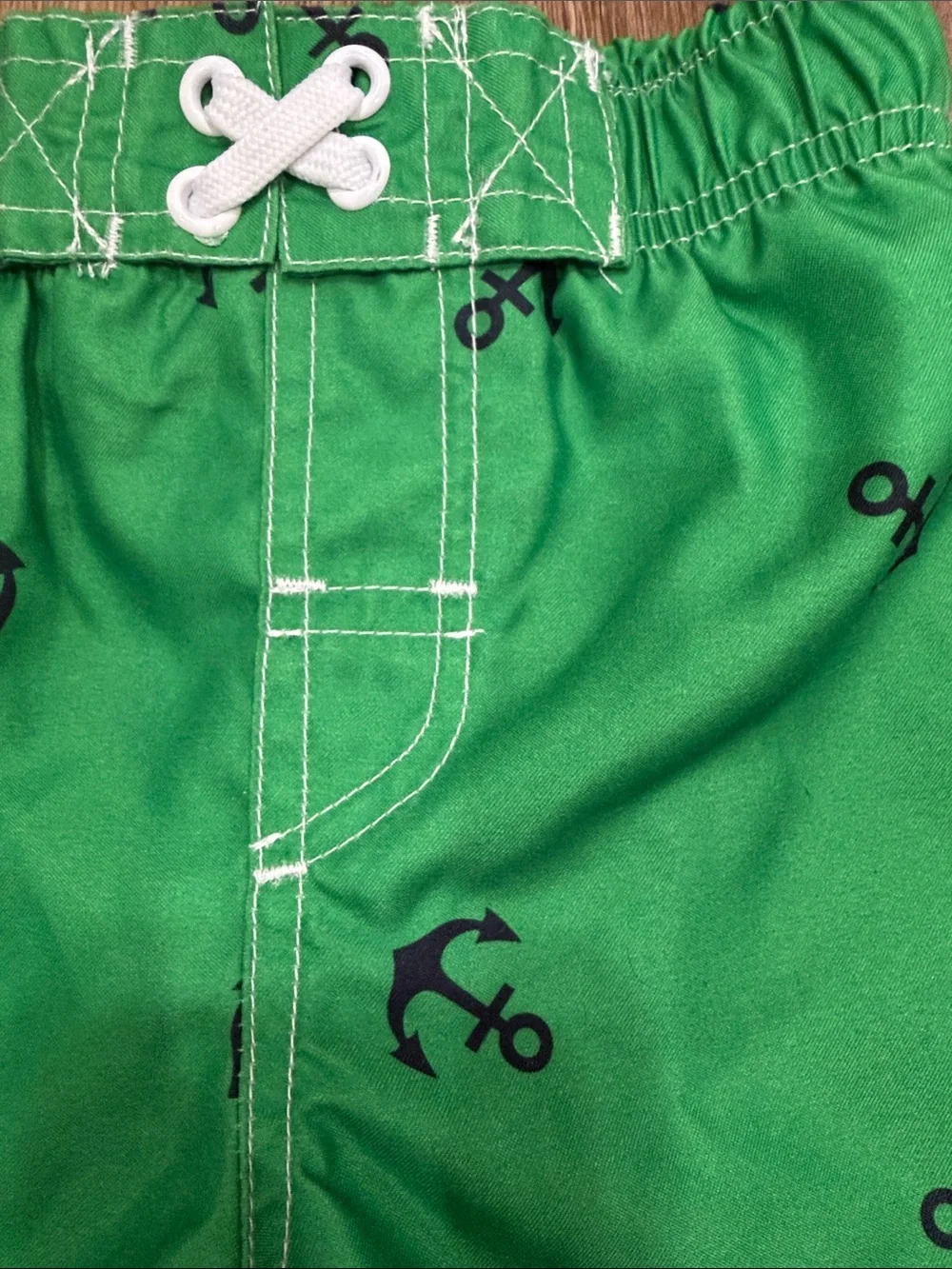 Circo,Green Anchor Print Kids Swim Shorts